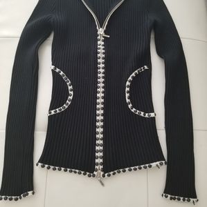 Black with white trim girls sweater